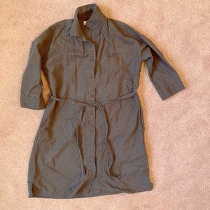 Sage Green Linen UNIQLO Shirt Dress Size XS